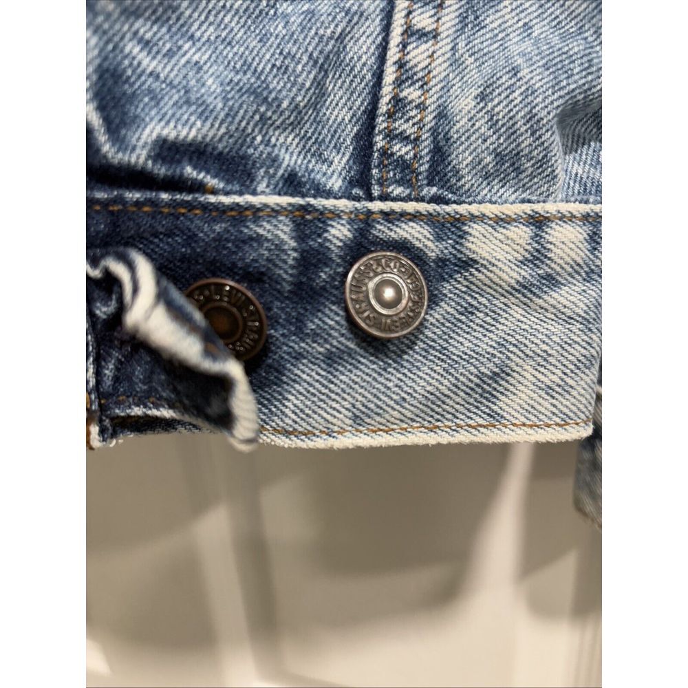 Vintage 80s Levis Denim Jean Acid Distressed Trucker Jacket USA 75068 0219 Sz Sm - Picture 5 of 16